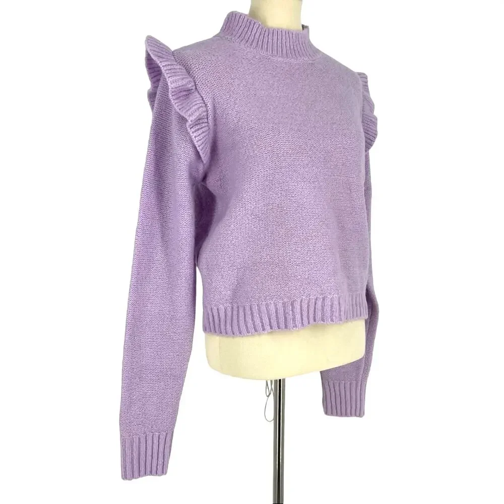 Wild Fable Purple Sweater Size Large Ruffle Sleeve‎